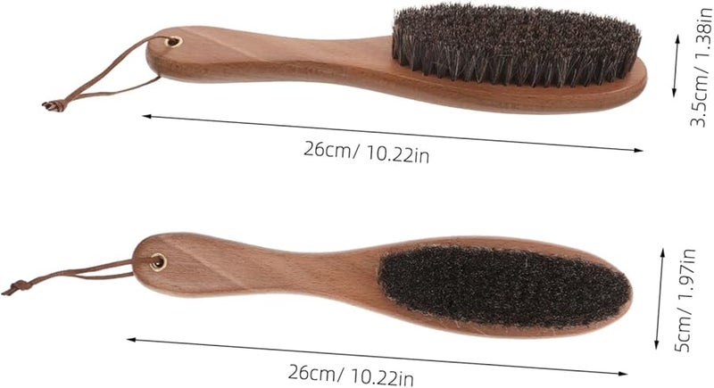 فرشاة تنظيف الأحذية من شعر الحصان 2 قطعة أداة تنظيف لطيفة بمقبض مريح - Image 2